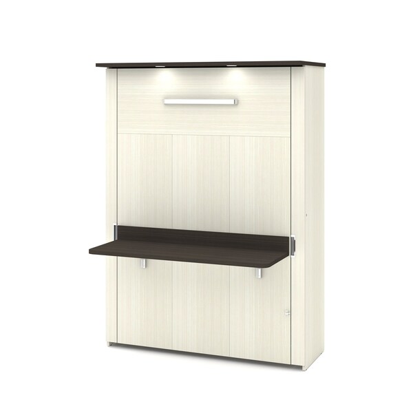 Lumina 60W 59W Full Murphy Bed with Desk, White Chocolate